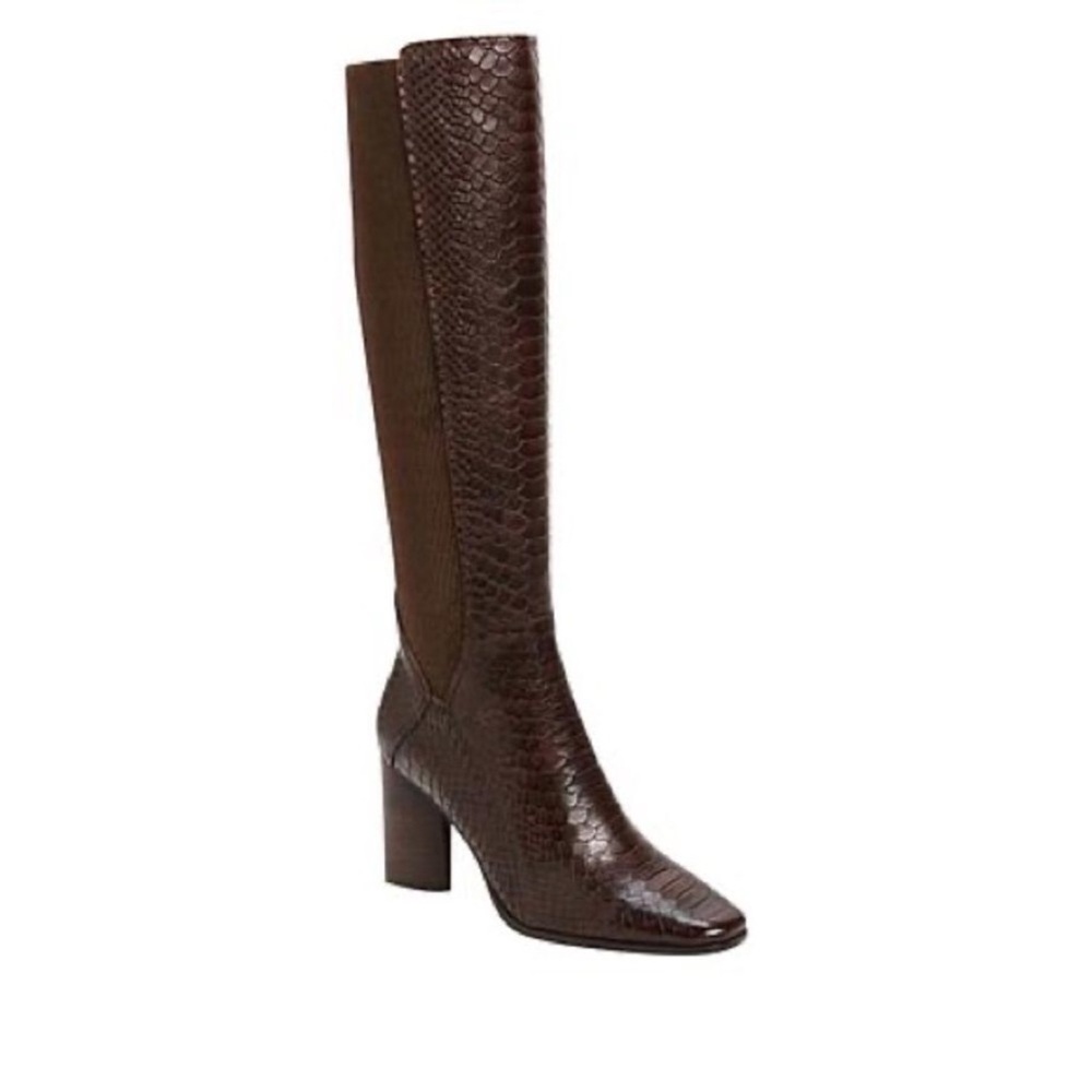 Donald Pliner The Gell Brown Snake Print Boot Size 8. Tall Snakeskin Leather